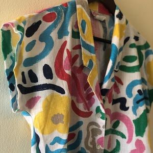 Vintage abstract button up short sleeve shirt
